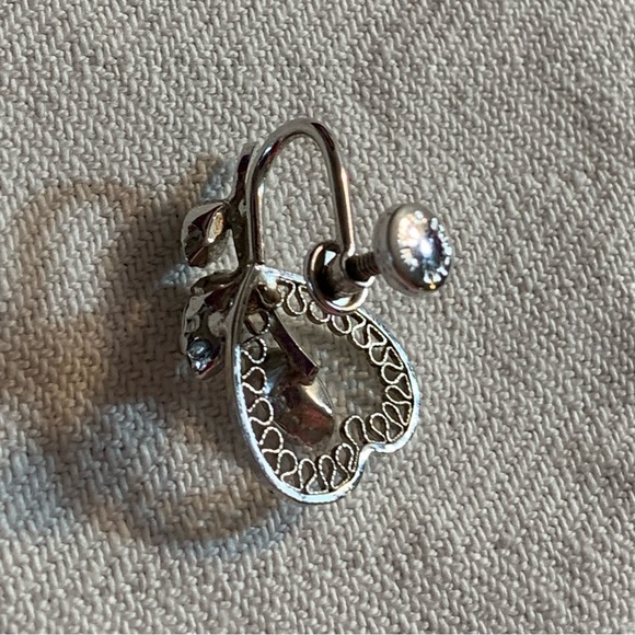 Star Art Heart and Crystal Earrings - Picture 3 of 4